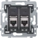 Datacom contactdoos (twisted pair) Switches & Sockets Niko Dit mechanisme met 2 RJ45-aansluitpunten STP cat. 6A, klaar voor PoE++, in vlakke uitvoering, dient om netwerkverbinding met 2 apparaten te maken voor telefonie, Ethernet, IP, PoE of internettoepa