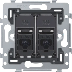 2 RJ45-aansluitingen UTP cat. 6A, klaar voor PoE++, vlakke uitvoering,