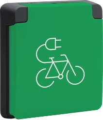 Spuitwaterdicht fietsoplaadpunt 16 A/250 Vac met randaarde, beschermin
