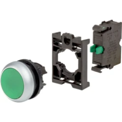 Drukknop, vlak, groen, terugverend, Contactelement 1F, schroefaansluit