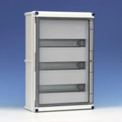 Lege kast, scharnierend deksel + 4 hoedprofielen met 3 slots, omsloten