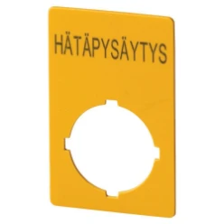 Schild, NOOD-HOLD, HxB=50x33mm, geel, HÄTAPYSÄYTYS