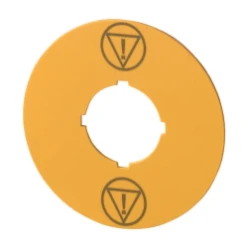 Schild; NOOD-UIT; geel; D = 60 mm; symbool IEC60417-5638