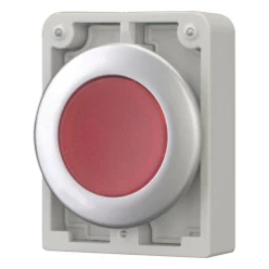Signaaldrukknop, 30mm, vlak, rood, terugverend
