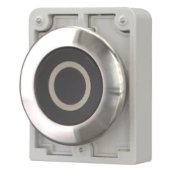 Drukknop, 30mm, RVS, vlak, zwart, "O", terugverend