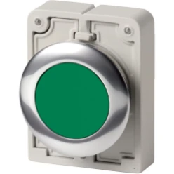 Drukknop, 30mm, vlak, groen, terugverend