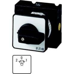 Omschakelaar, contacten: 2, 20 A, frontplaat: 2>0<1, 45 °, terugverend
