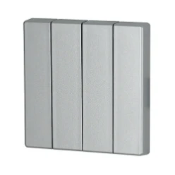 Schakelwip 4-voudig, mat zonder LED, zilver