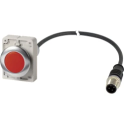 Signaallamp, M30C Compact, rood, vlak, 0no/0nc, M12A-male, kabel zwart