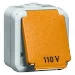 Wandcontactdoos SPATWATERDICHT Peha Wcd opb IP54, USA 125 V, 2-polig+E,NEMA 5-15 R, deksel met opdruk 110 00306811