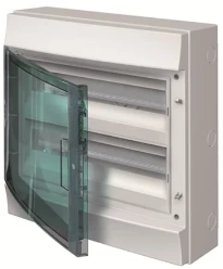 Verdeelkast opbouw, 36mod, transp.deur, GWT750, 2rijen, IP65, RAL7035,