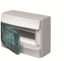 Verdeelkast opbouw, 12mod, transp.deur, GWT750, IP65, RAL7035, Mistral