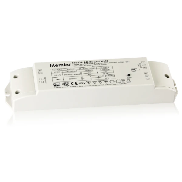 Lumiko led driver IP20 constante spanning 24V, 50W, Z-wave, Tunable White, dimbaar | 860234