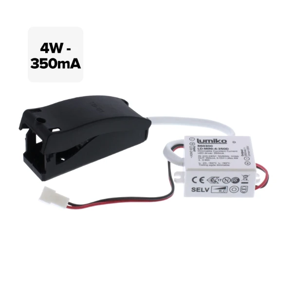 Mini led driver dimbaar 4W-350mA met extern aansluitbox en enkelvoudige JST-connector