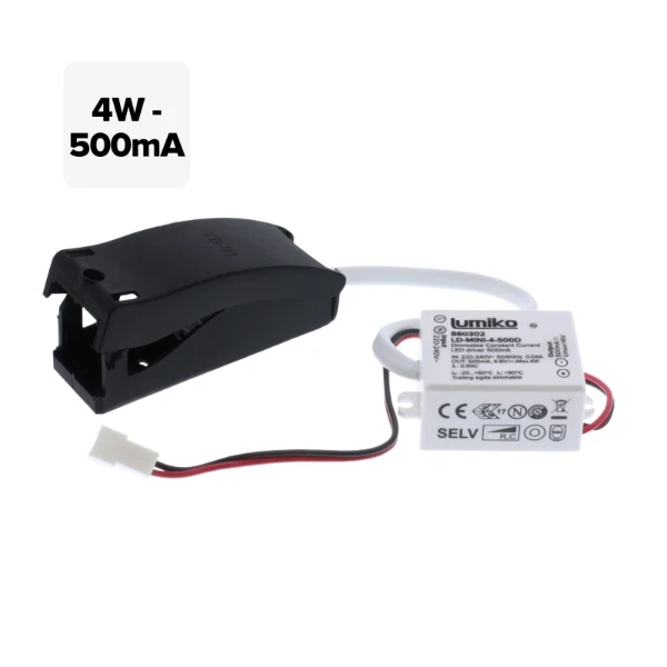 Mini led driver dimbaar 4W-500mA met extern aansluitbox en enkelvoudige JST-connector
