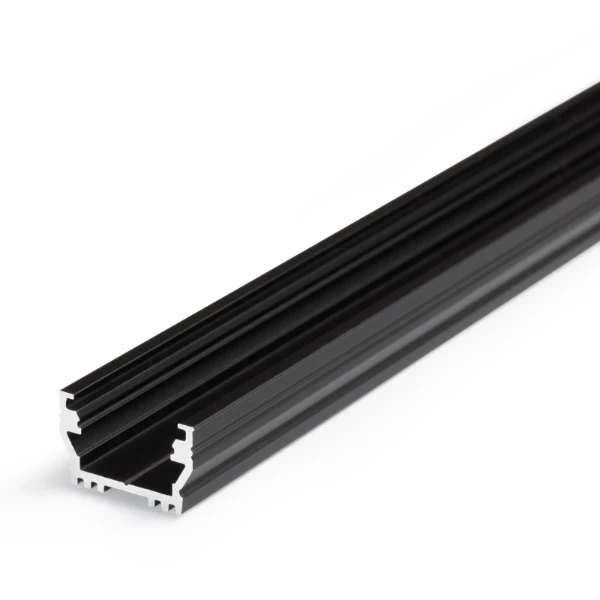 Profiel 12 opbouw 2 meter zwart geschikt voor cob ledstrips van max 12mm voor een homogeen lichtbeeld