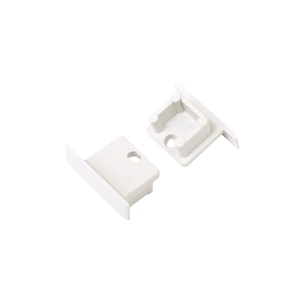 Eindkap voor Profiel 10 inbouw wit, met gat (2 stuks)