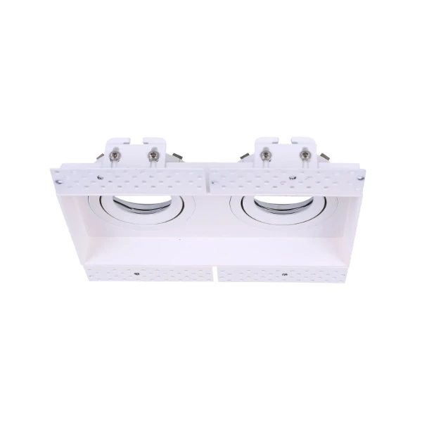 Rechthoek verzonken trimless armatuur voor 2 modulair spots, wit, richtbaar