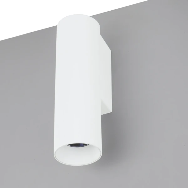 Cilindervormig enkelvoudig wand armatuur, voor Lumiko LED modules, wit