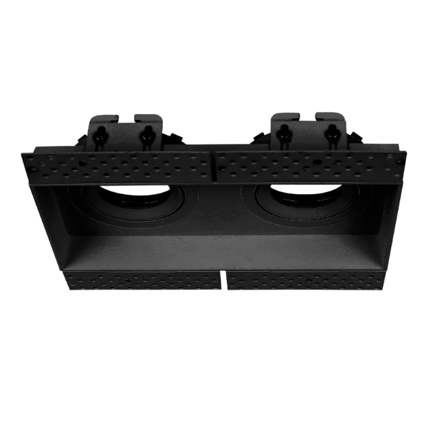 Rechthoek verzonken trimless armatuur voor 2 modulair spots, zwart, richtbaar