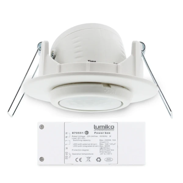 Aanwezigheidsmelder plafond PIR 230V, 2300W, 7M, 40m², 1 Relais-G3
