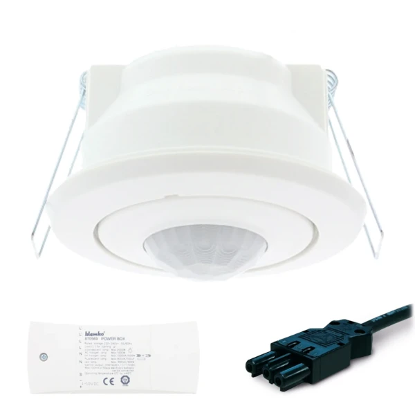 Lumiko aanwezigheidsmelder plafond PIR, 2200W, 8M, 50m2, 1-10V - stekerbaar Wieland