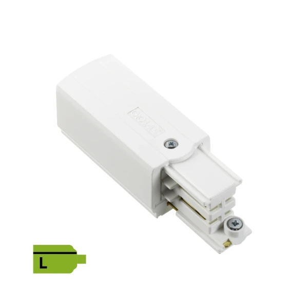 3 fase rails - connector met fase invoer wit (RAL9010), Links