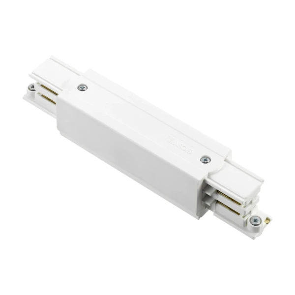 3 fase rails - tussenstuk met fase invoer, wit (RAL9010)