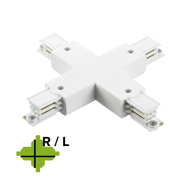 3 fase rails - X connector (95x95 mm) wit (RAL9010)
