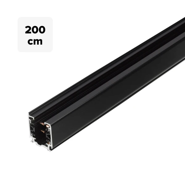 3 fase rails - rail 200cm, zwart (RAL9005)