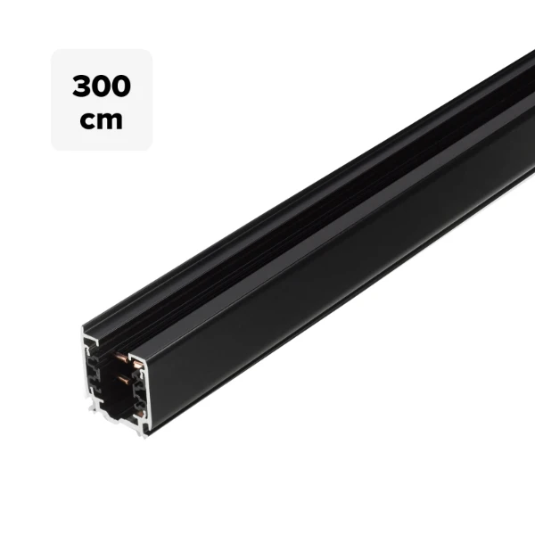 3 fase rails - rail 300cm, zwart (RAL9005)