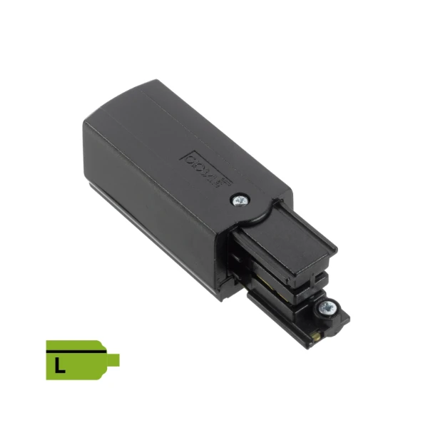 3 fase rails - connector met fase invoer, zwart (RAL9005), Links