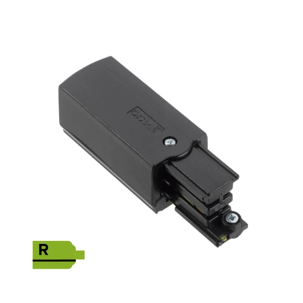 3 fase rails - connector met fase invoer, zwart (RAL9005), Rechts