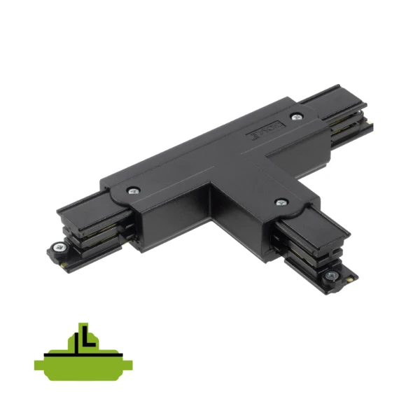 3 fase rails - T connector, zwart (RAL9005), Links
