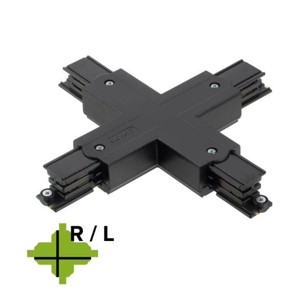 3 fase rails - X connector, zwart (RAL9005)