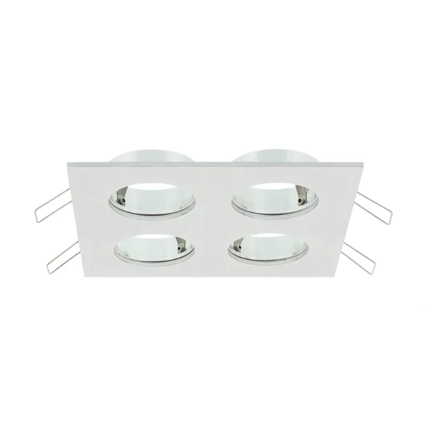 Verona inbouwarmatuur, vierkant, 4voudig, 142x142mm, aluminium