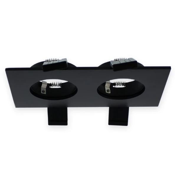 Verona inbouwarmatuur, rechthoek, 2voudig, 80x142mm, zwart