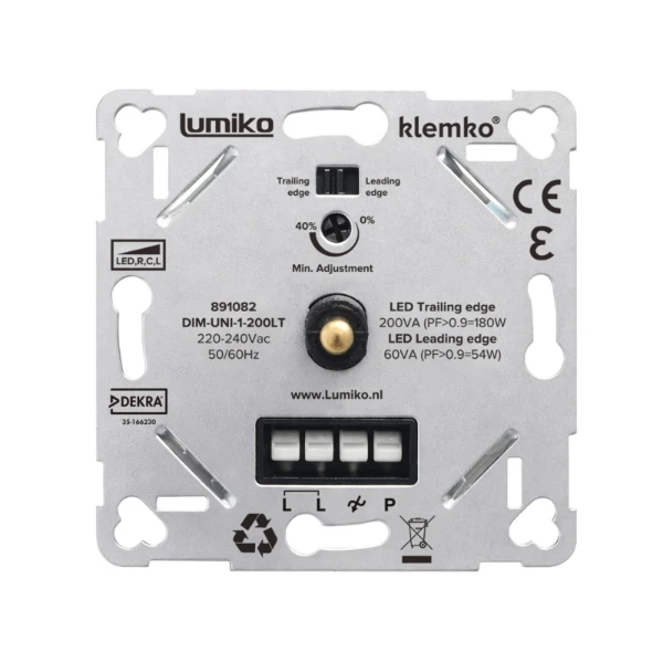 Lumiko Led dimmer voor zowel fase af- als aansnijding, 1-200VA of 1-60VA | 891082